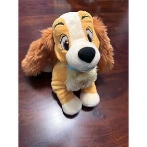 Disney Lady and the Tramp Plush Toy Stuffed Animal Dog Golden Tan Blue Collar